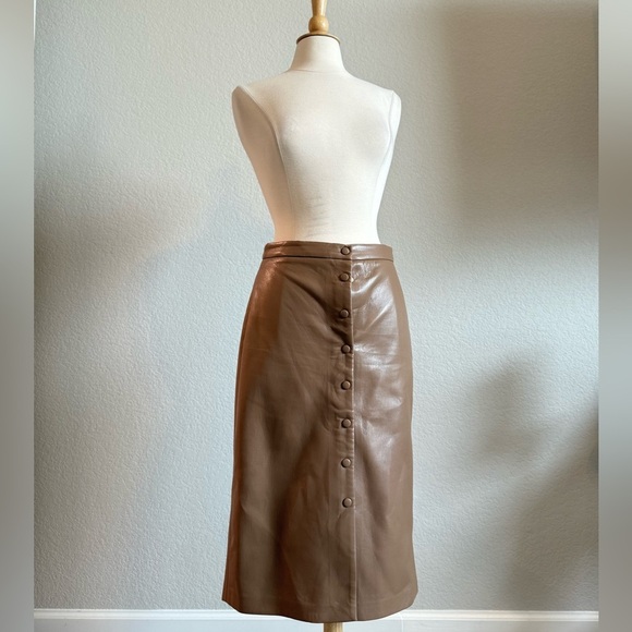 Aritzia vegan leather tan pencil skirt - Picture 2 of 5